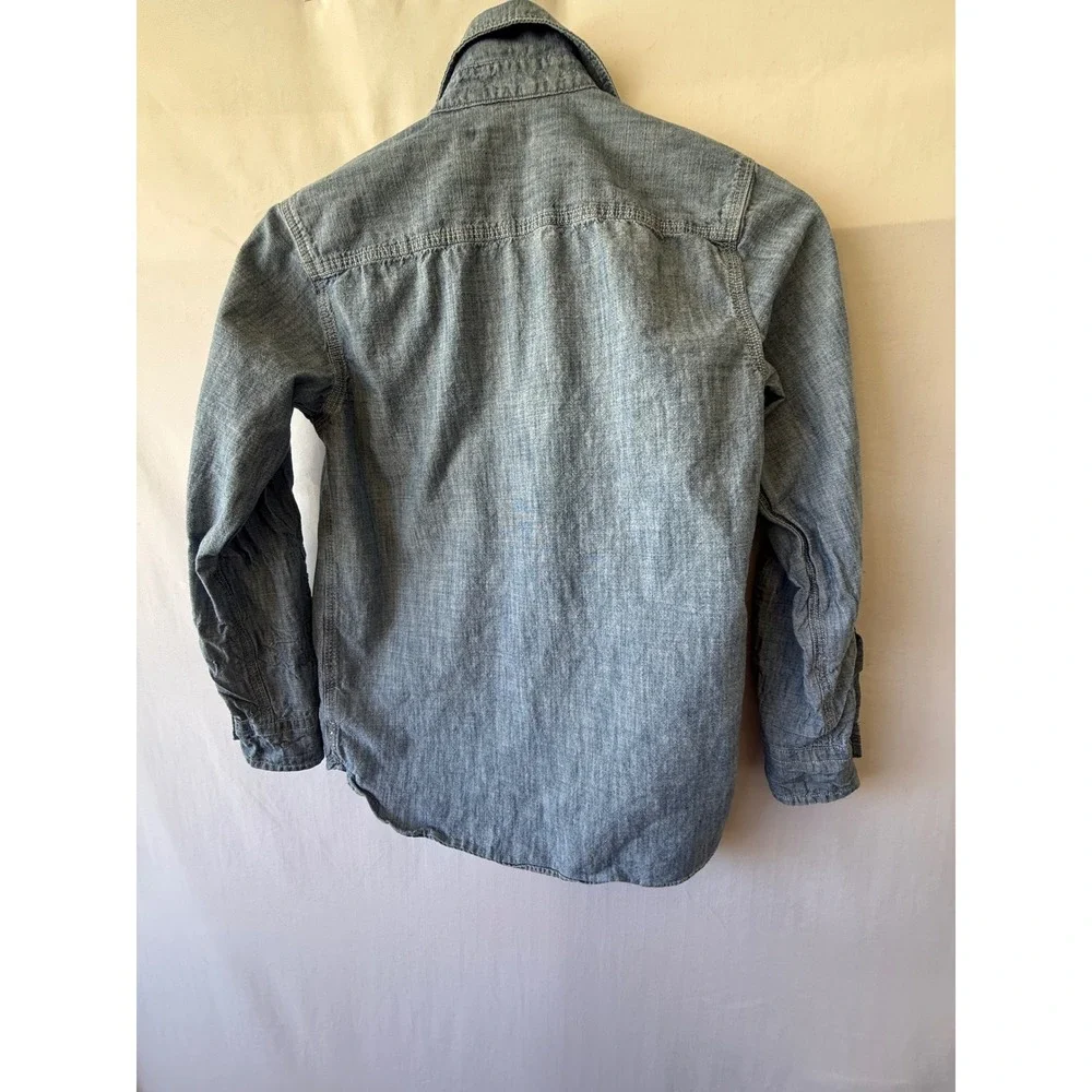 GapKids Girls Blue Chambray Button Down Long Sleeve Roll Tab Shirt‎ Size L 10-11